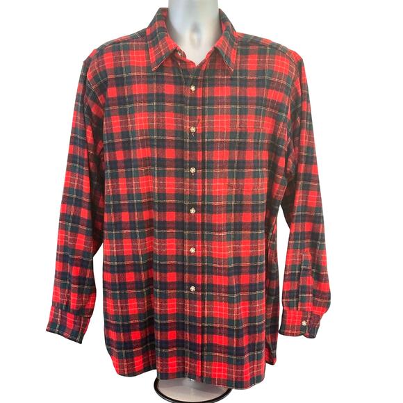 Pendleton Men’s XL Authentic Christie Tartan Red Plaid 100% Wool Shirt Excellent - Picture 1 of 12